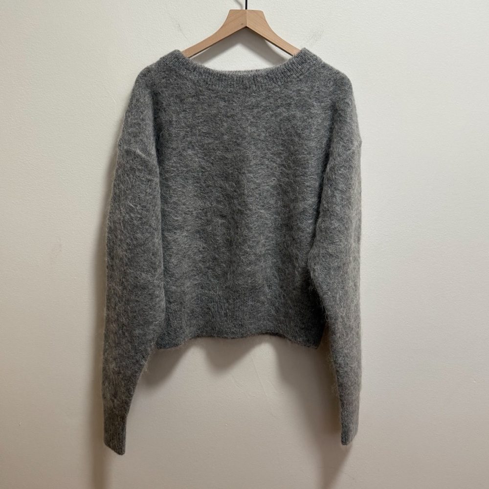 H&M mohair blend charcoal grey oversized fuzzy loose fit minimal scandi girl - Picture 2 of 12